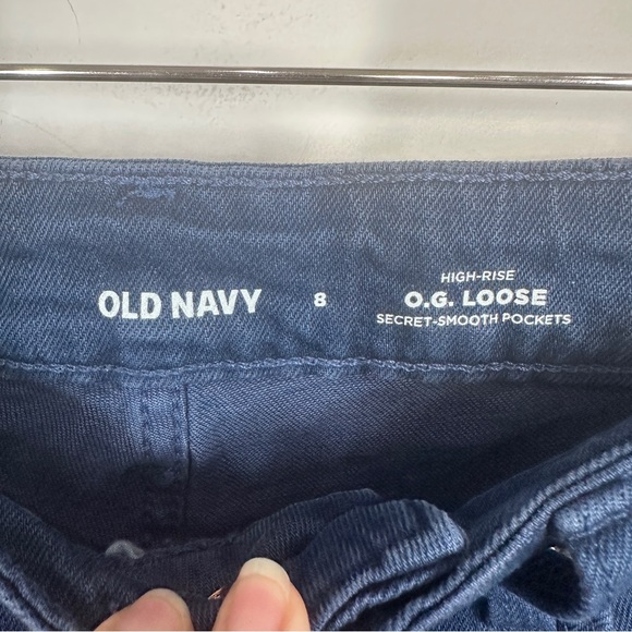 NWT Old Navy OG High Rise Loose Straight Leg Jeans Size 8 Dark Blue - Picture 5 of 7